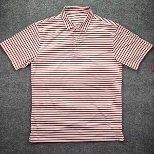 Onward Reserve Polo Shirt Mens XL White Red Navy Striped Performance Stretch